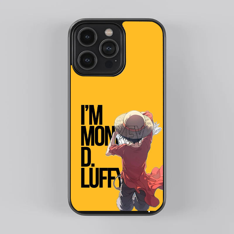 One Piece Luffy Yellow Background Premium Glass Case