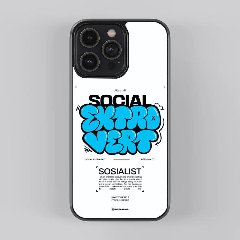 Social Extrovert Blue Premium Glass Case