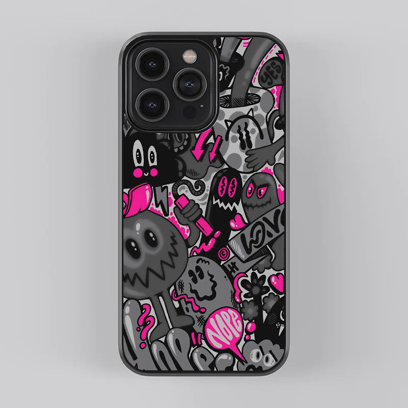 Stinky Pink Doodle Premium Glass Case