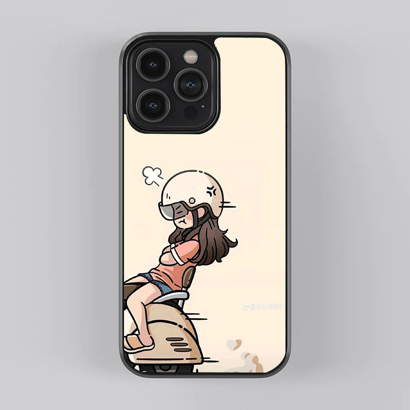 Angry girl Couple Premium Glass Case