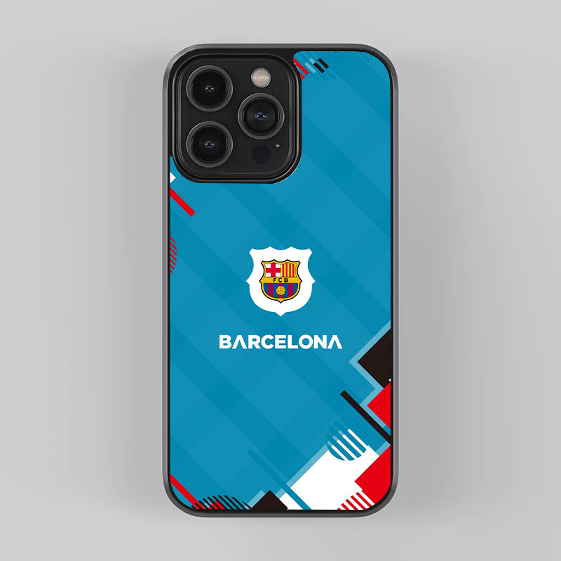 Barcelona Logo with Blue background Premium Glass Case