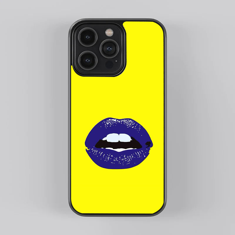 Blue Lips Pop Art Premium Glass Case