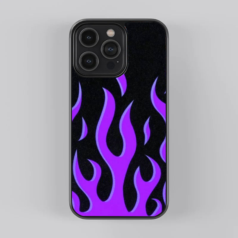 Purple Flames Premium Glass Case